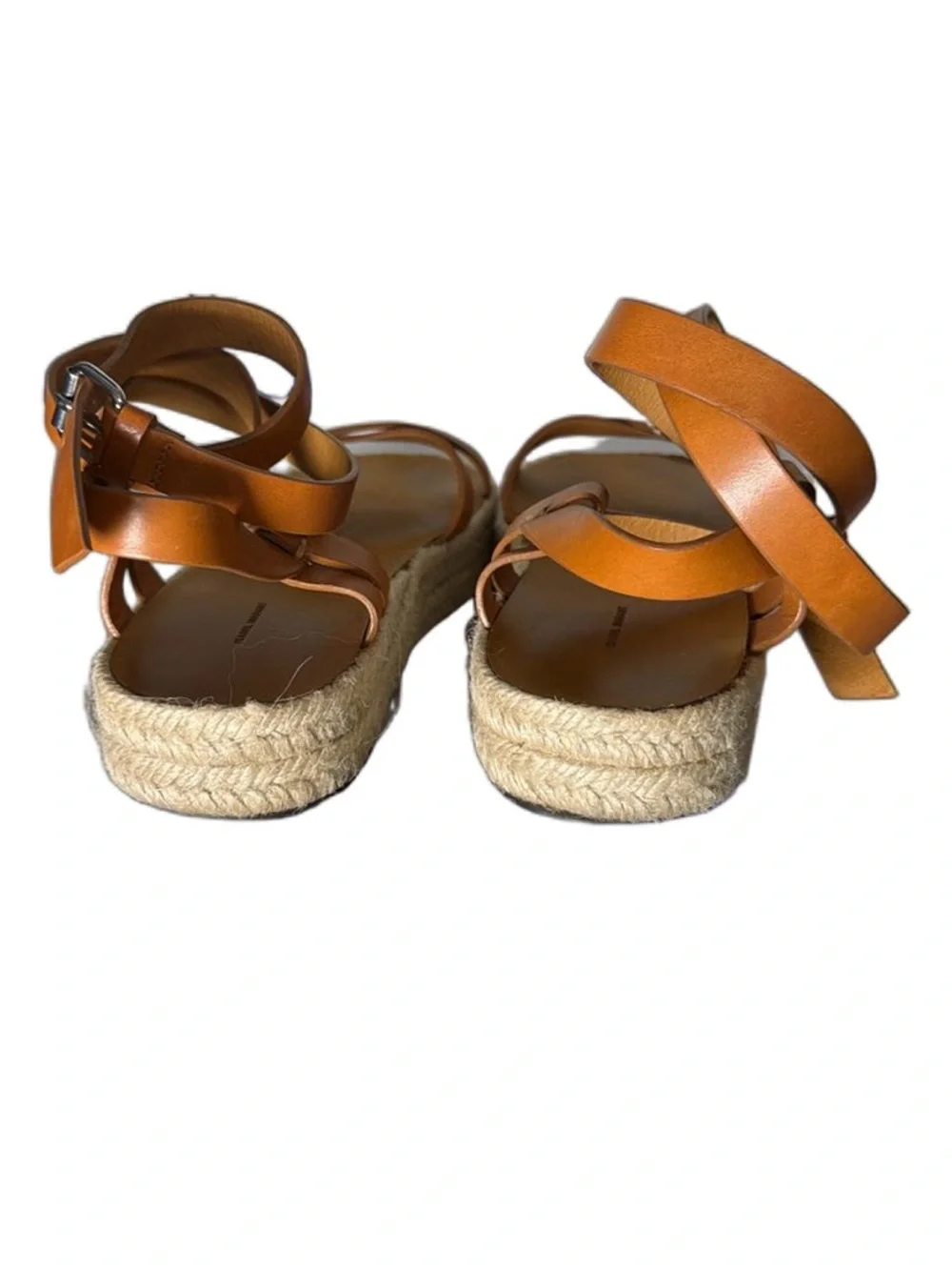 Isabel Marant Tan Leather Ankle-Strap Espadrille platform Sandals